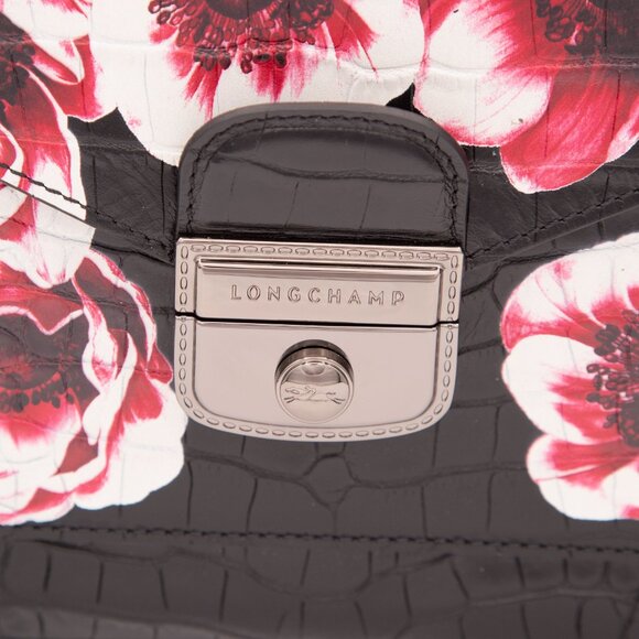 longchamp le pliage Heritage medium shoulder bag Flower design leather - Picture 9 of 12